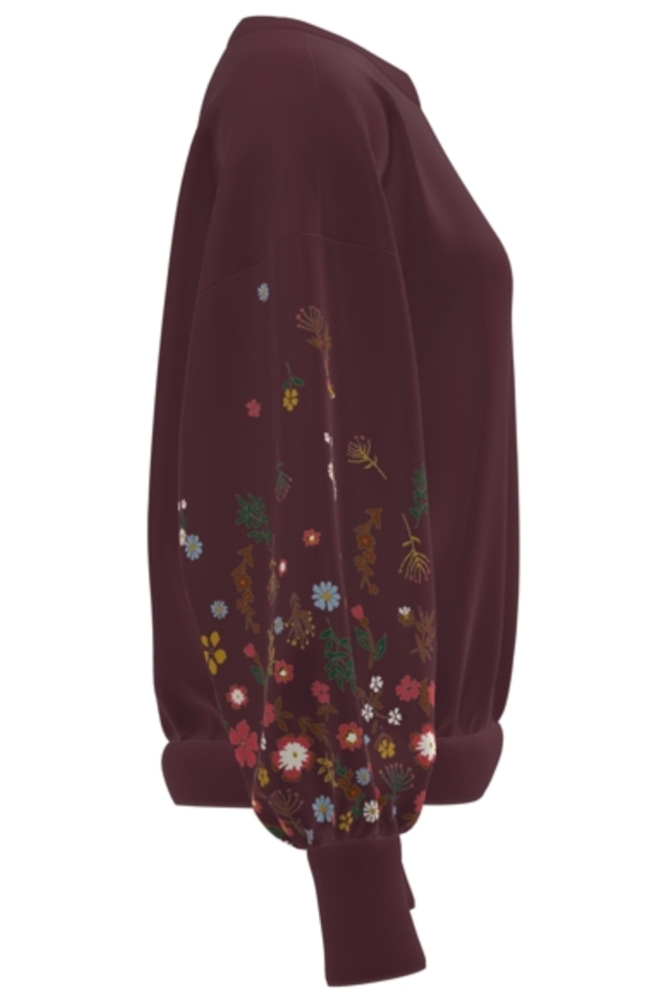 ONLBROOKE L/S O-NECK FLOWER SWT NOO 15216364 WINDSOR WINE/SLEEVE FLO